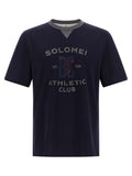 Brunello Cucinelli Solomei Athletic Club Print T-shirt — Navy