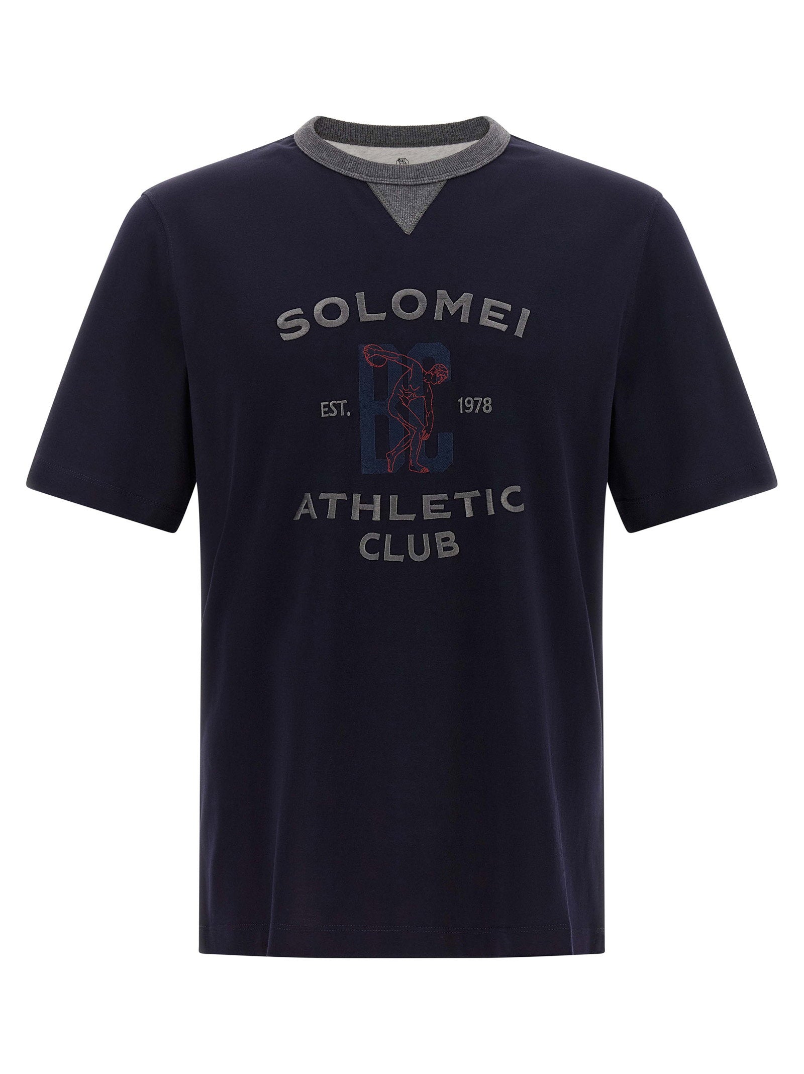 Brunello Cucinelli Solomei Athletic Club Print T-shirt — Navy
