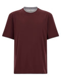 Brunello Cucinelli Double Layer Cotton Jersey T-shirt — Burgundy