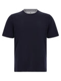 Brunello Cucinelli Double Layer Piped T-shirt — Navy