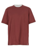 Brunello Cucinelli Double Layer Cotton T-Shirt — Burgundy
