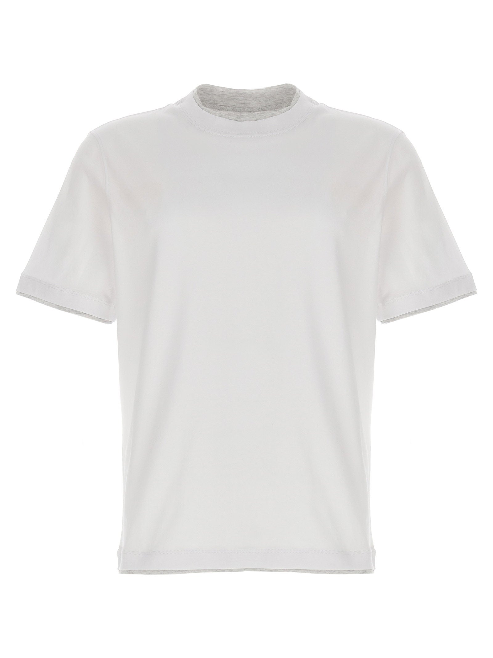 Brunello Cucinelli Double Layer Cotton T-shirt — White
