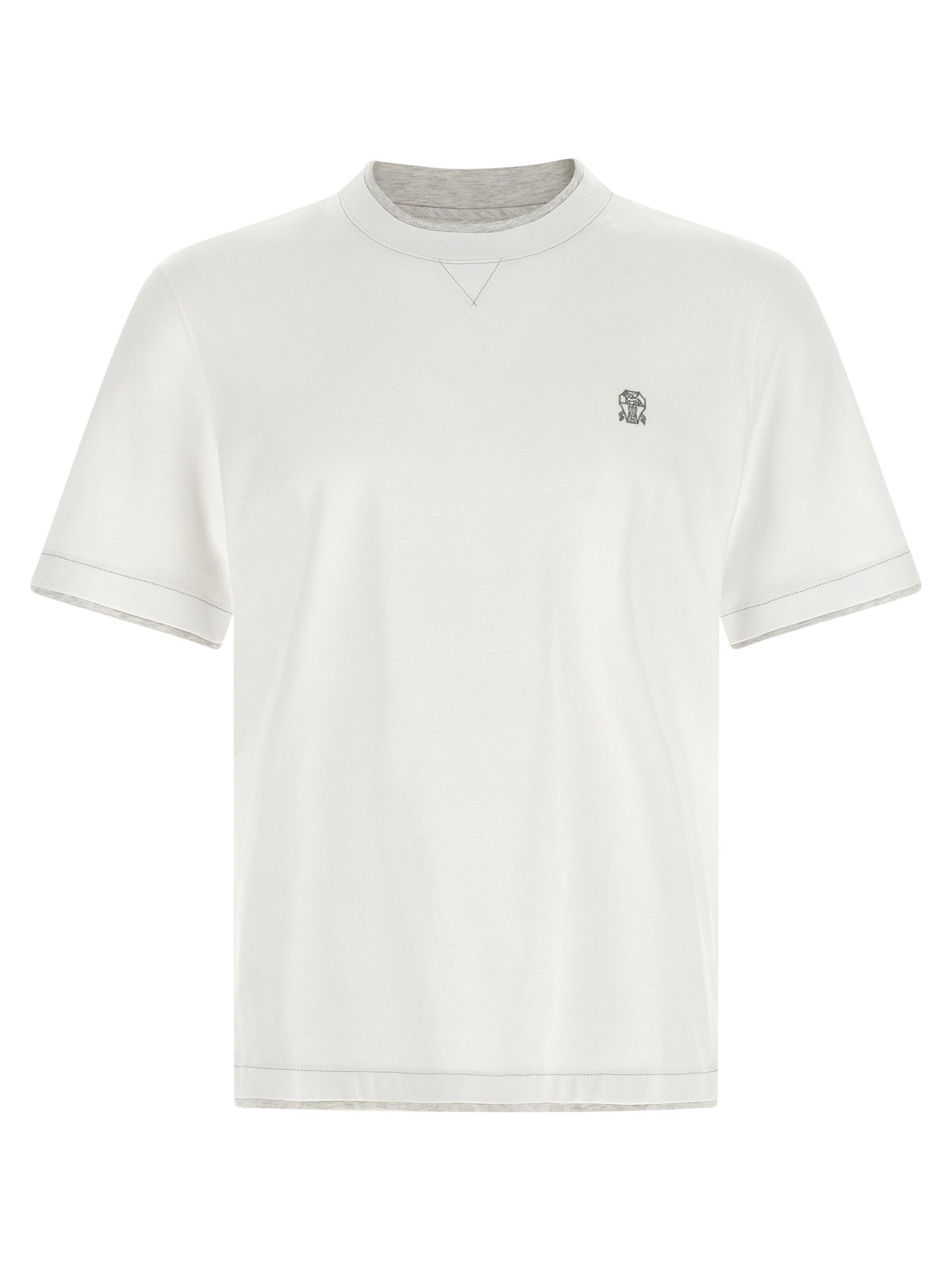 Brunello Cucinelli Double-Layer Cotton Jersey T-Shirt — White