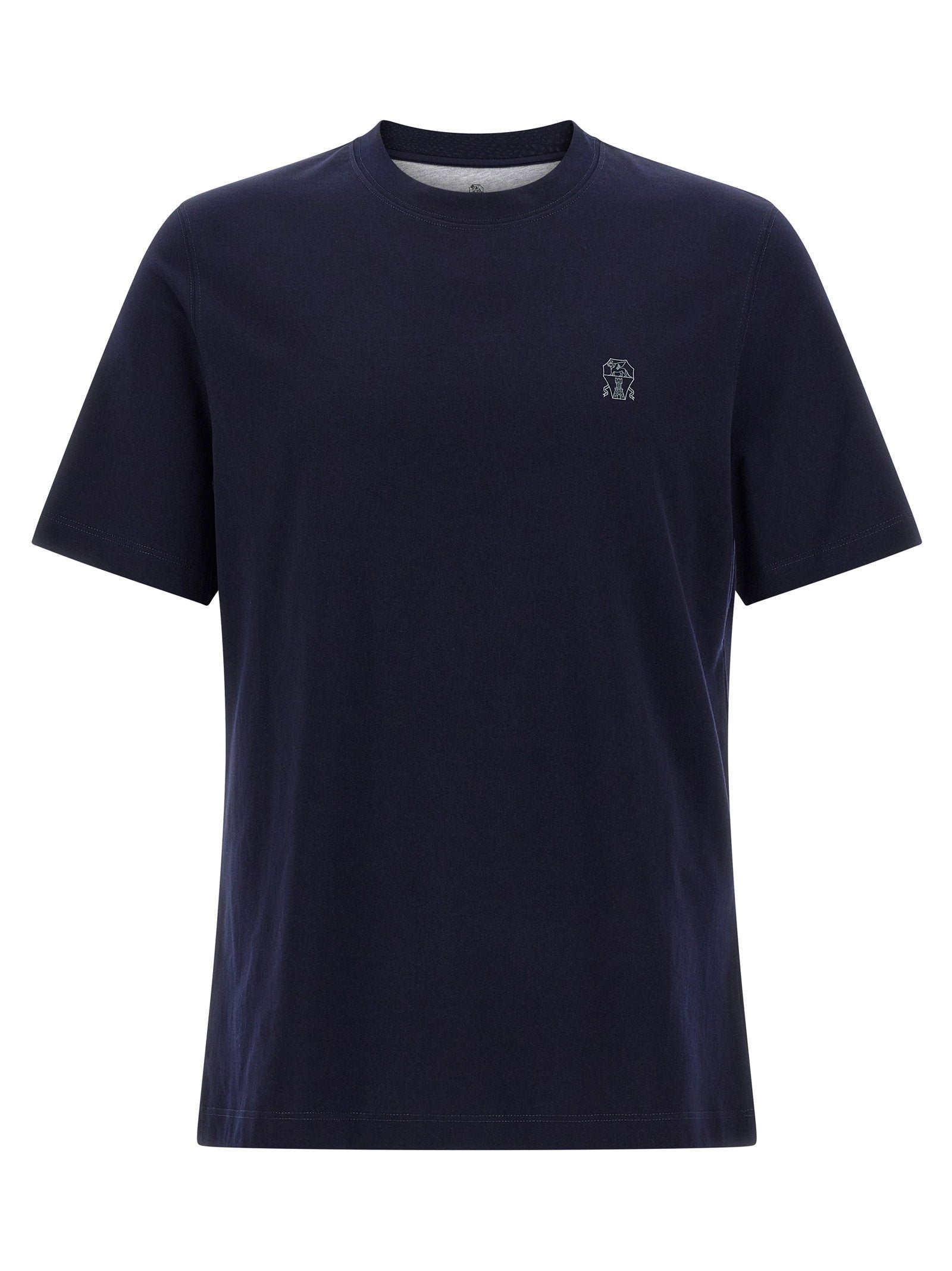 Brunello Cucinelli Logo-Print Cotton Jersey T-shirt — Navy