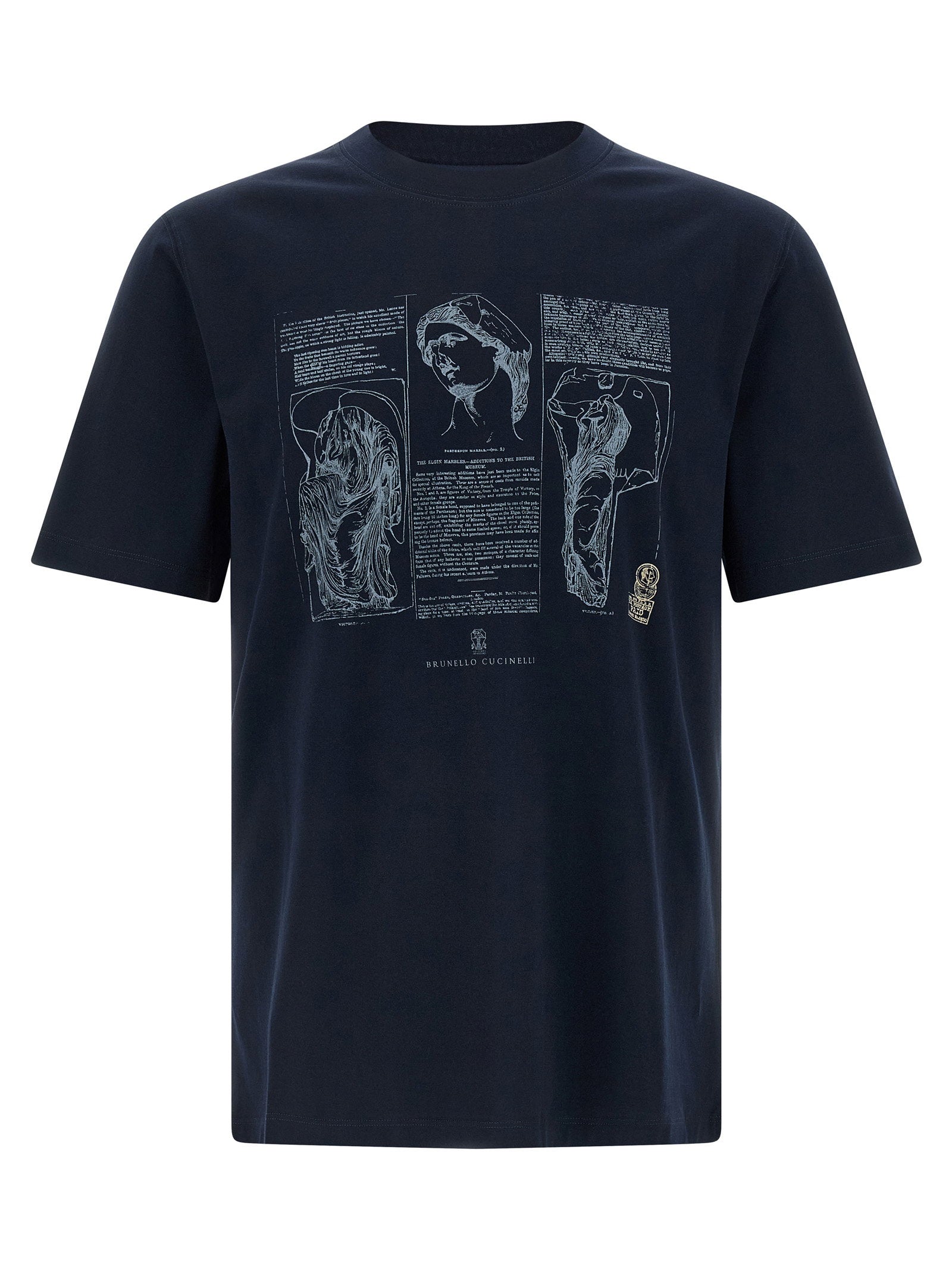 Brunello Cucinelli Graphic-Print Cotton T-shirt — Navy