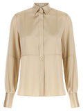 Brunello Cucinelli Stretch Silk Satin Shirt — Beige