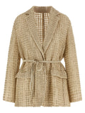 Brunello Cucinelli Sequin-Embroidered Organza Blazer — Beige