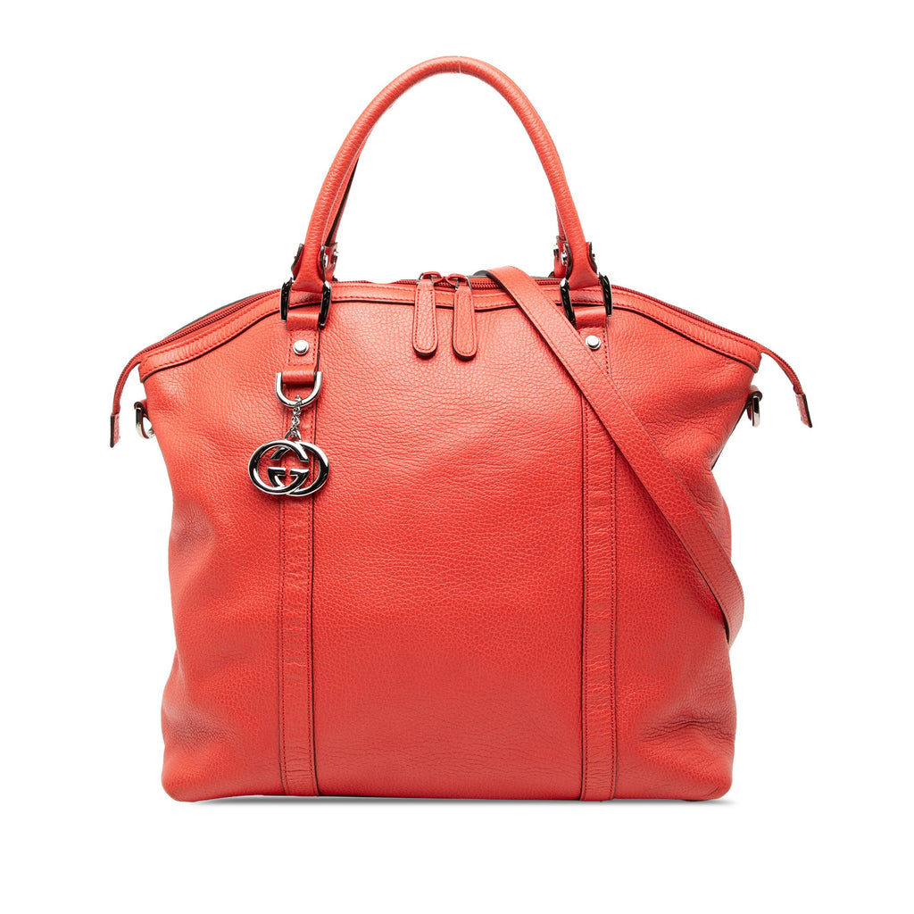 Large Leather Charm Dome Satchel