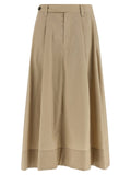 Brunello Cucinelli Flared Cotton Skirt — Beige