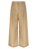 Brunello Cucinelli Techno Cotton Poplin A-Line Trousers — Beige