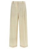 Brunello Cucinelli Cotton-Blend Pleated Trousers — Cream