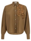 Brunello Cucinelli Dazzling Seabed Embroidery Shirt — Khaki