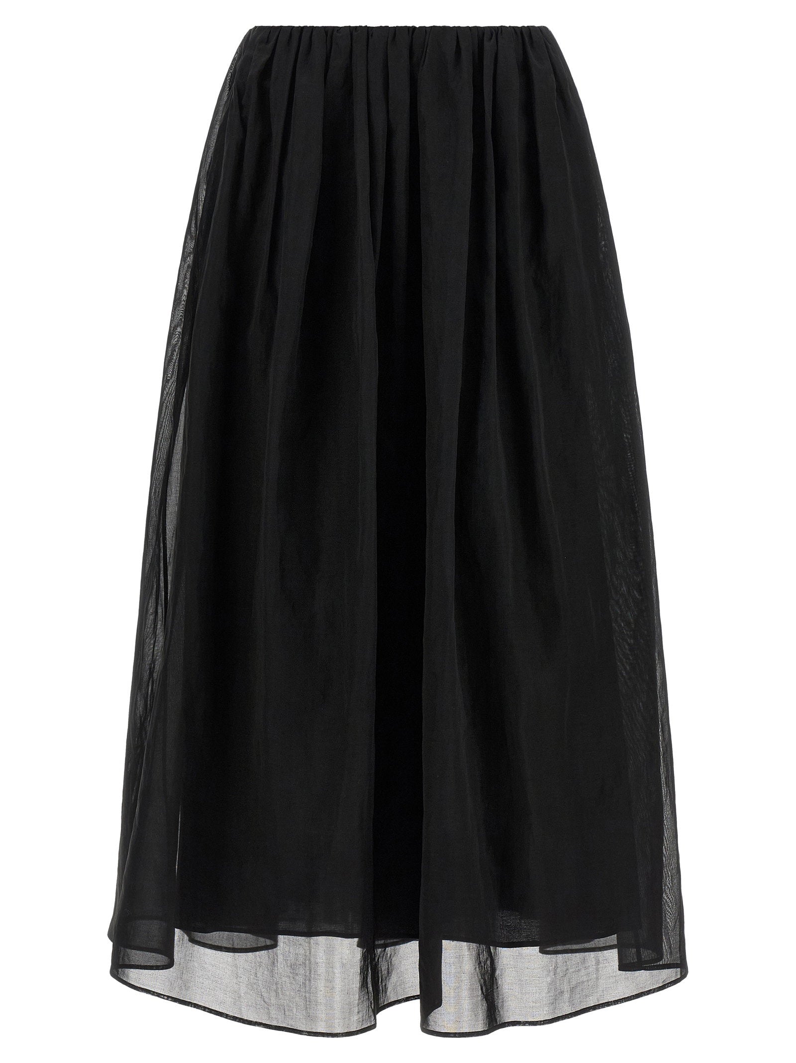 Brunello Cucinelli Cotton Organza Skirt — Black