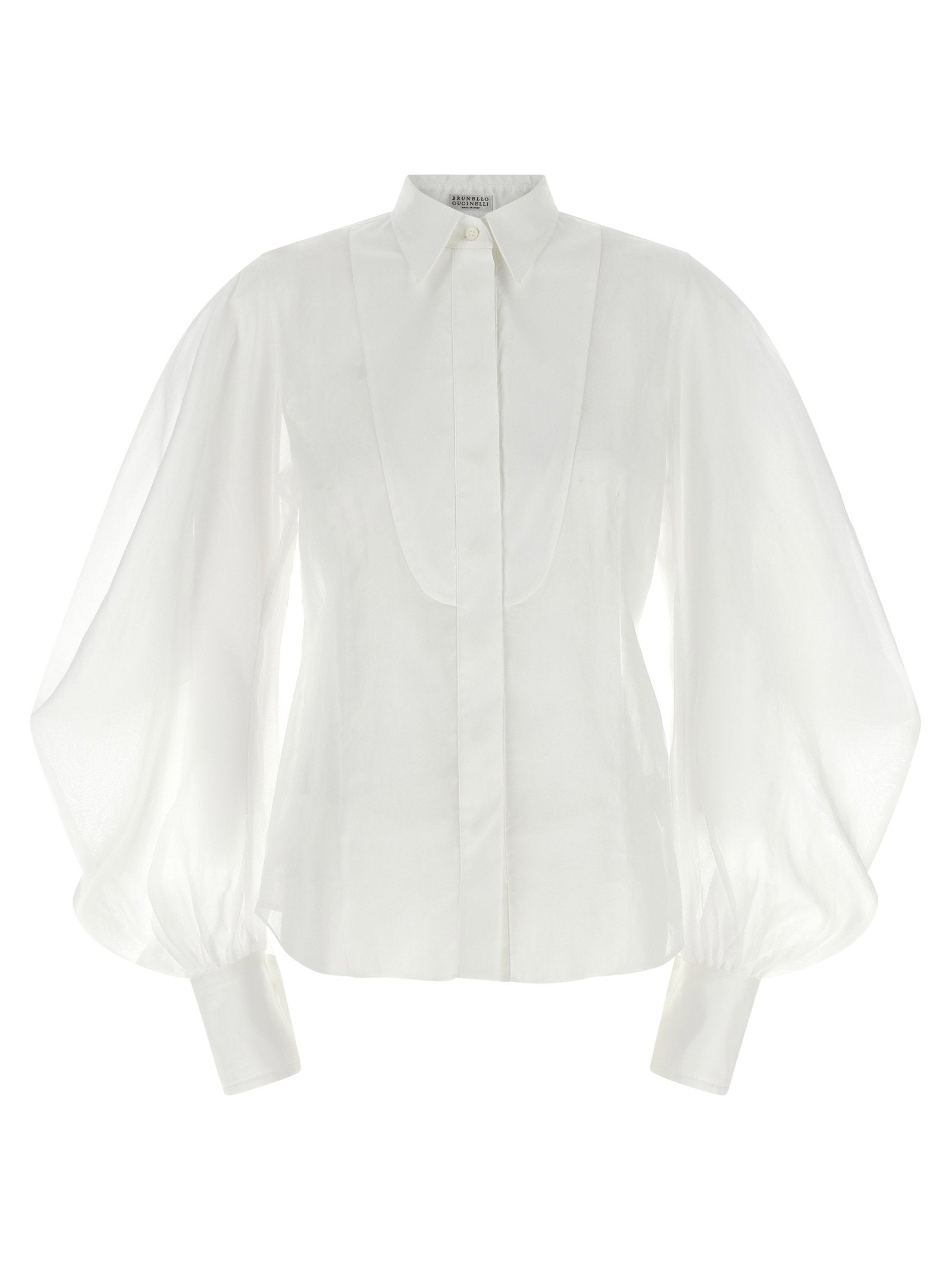 Brunello Cucinelli Crispy Organza Shirt — White