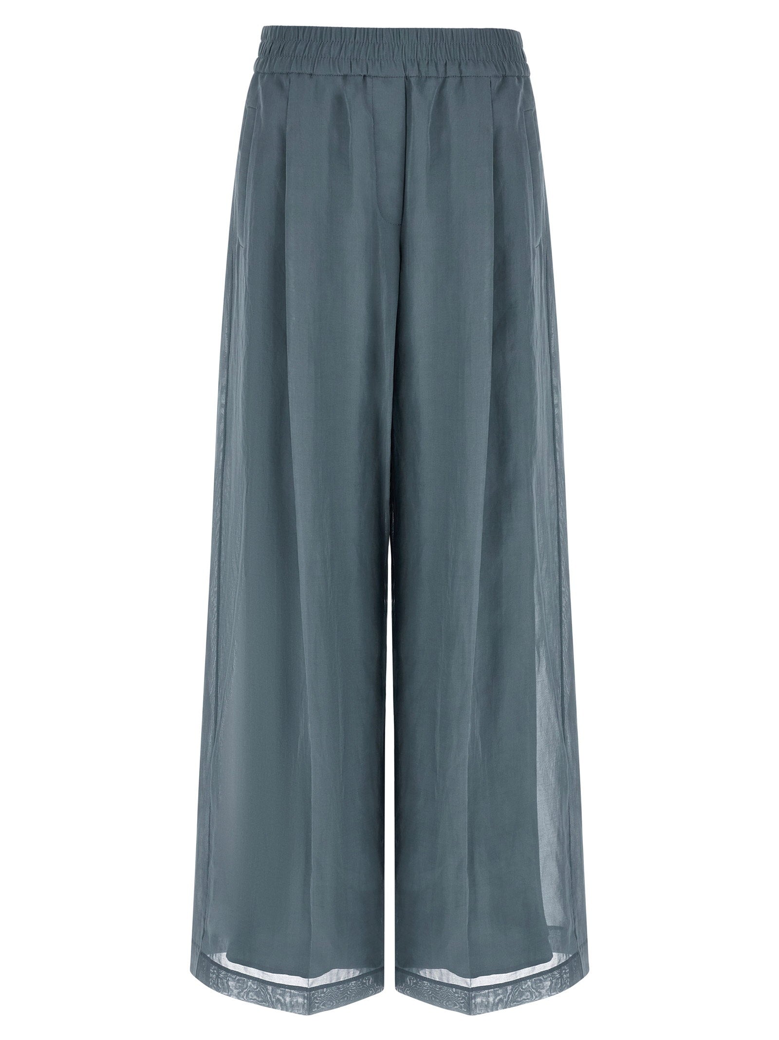 Brunello Cucinelli Cotton Organza Trousers — Slate Gray