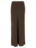 Brunello Cucinelli Viscose-Blend Slit Skirt — Brown