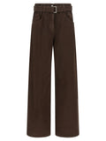 Brunello Cucinelli Belted Wide-Leg Jeans — Brown