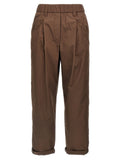 Brunello Cucinelli Cotton Poplin Trousers — Brown