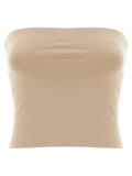 Brunello Cucinelli Stretch Cotton Bandeau Tank Top — Beige