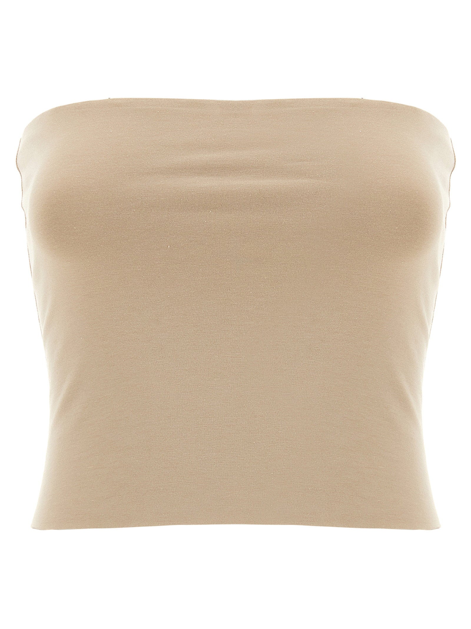 Brunello Cucinelli Stretch Cotton Bandeau Tank Top — Beige