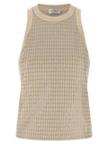 Brunello Cucinelli Dazzling Check Embroidery Tank Top — Beige