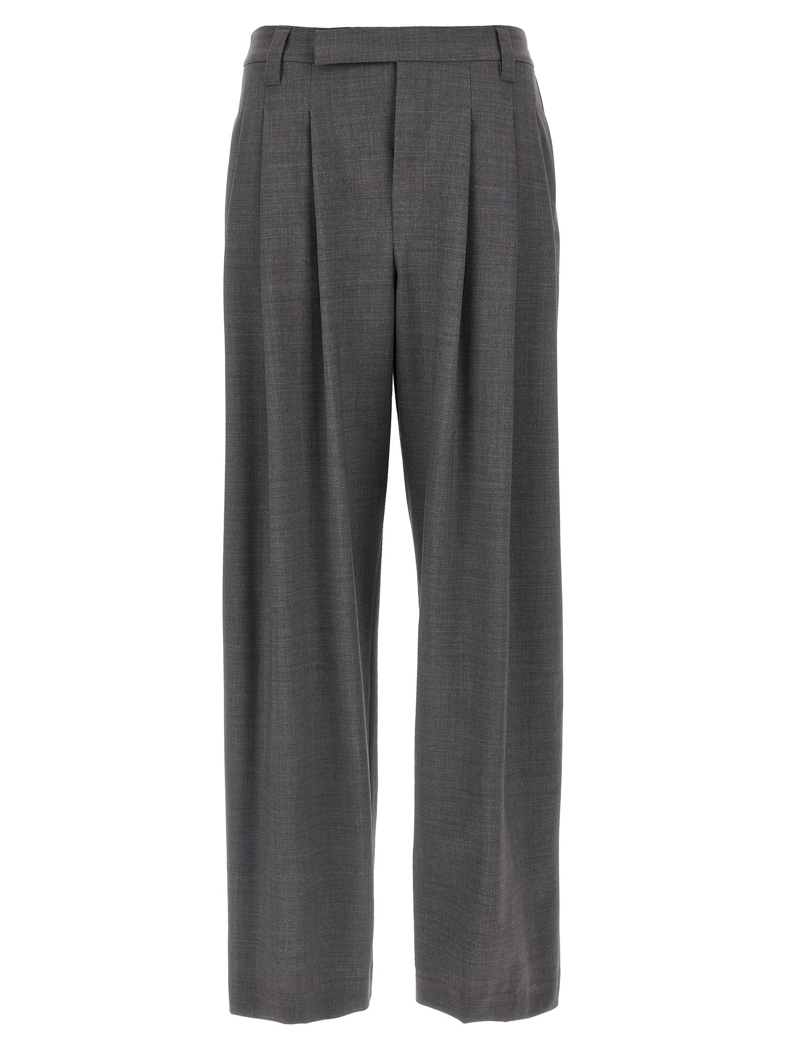 Brunello Cucinelli Sartorial Baggy Wool Trousers — Charcoal
