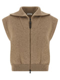 Brunello Cucinelli Cashmere Mélange Vest — Beige