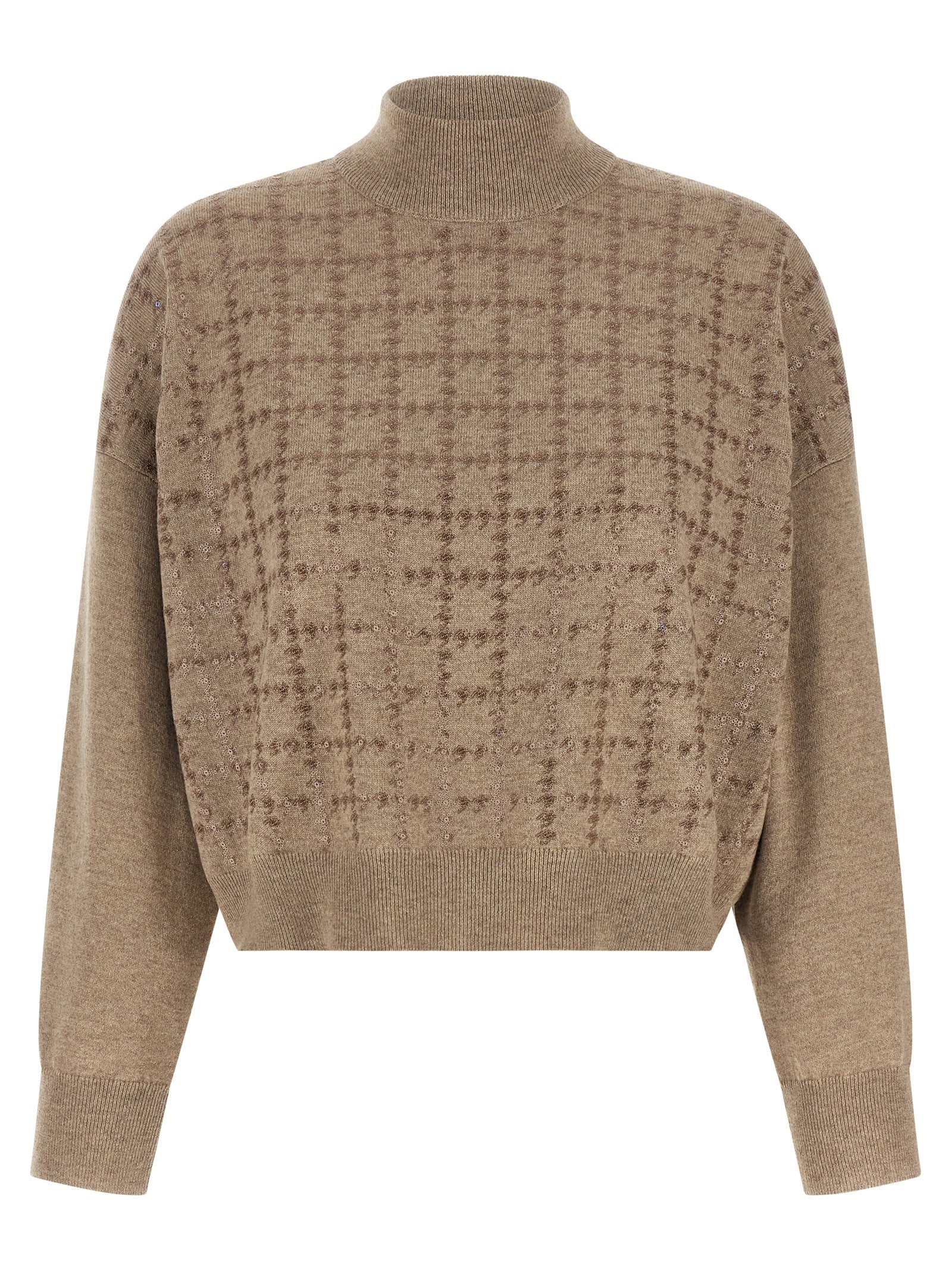 Brunello Cucinelli Sequin Cashmere Sweater — beige