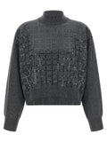 Brunello Cucinelli Sequin-Embellished Cashmere Sweater — Charcoal