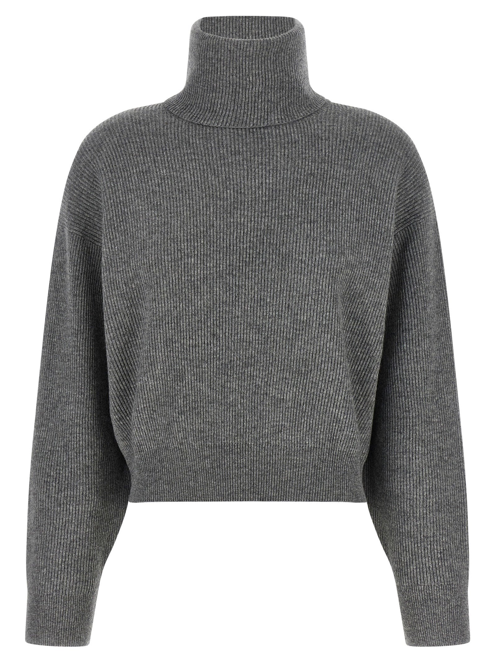 Brunello Cucinelli English Ribbed Virgin Wool Blend Sweater — gray