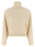 Brunello Cucinelli English Ribbed Virgin Wool Cashmere Sweater — Cream