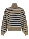 Brunello Cucinelli Lamé Stripe Sweater — Beige