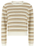 Brunello Cucinelli Striped Cotton Sweater — Tan