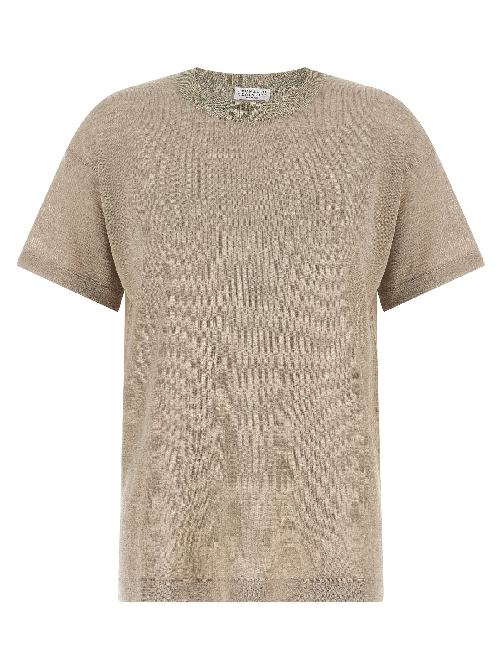 Brunello Cucinelli Linen-Viscose Blend Sweater — Beige