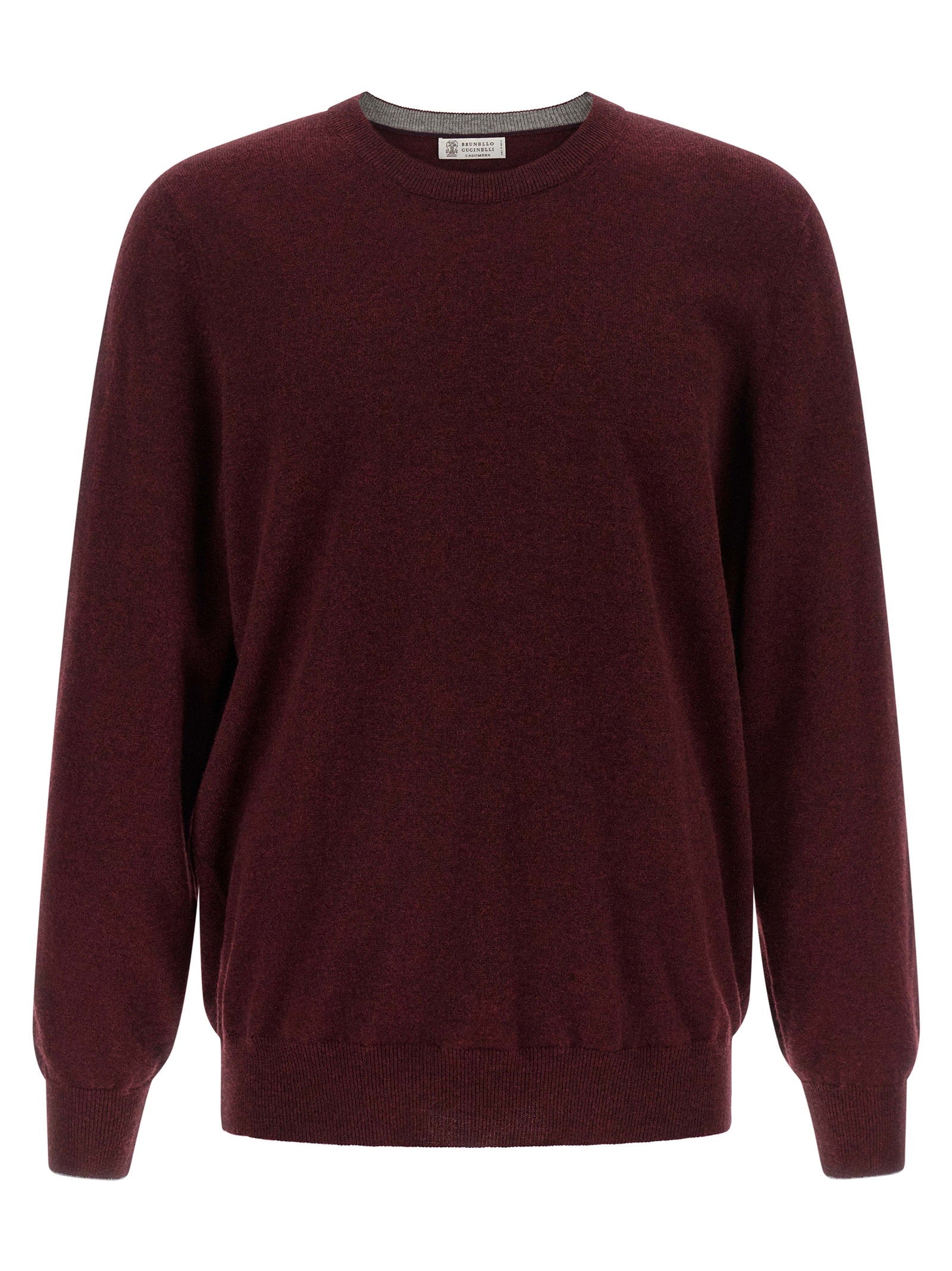 Brunello Cucinelli Pure Cashmere Crew Neck Sweater — Burgundy