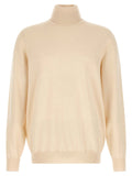 Brunello Cucinelli Pure Cashmere Turtleneck Sweater — Cream