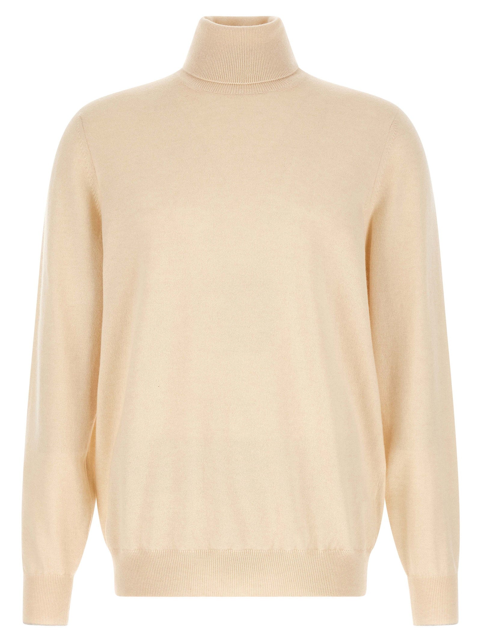 Brunello Cucinelli Pure Cashmere Turtleneck Sweater — Cream