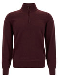 Brunello Cucinelli Half-Zip Cashmere Sweater — Burgundy
