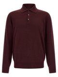 Brunello Cucinelli Cashmere Knit Polo Shirt — Burgundy
