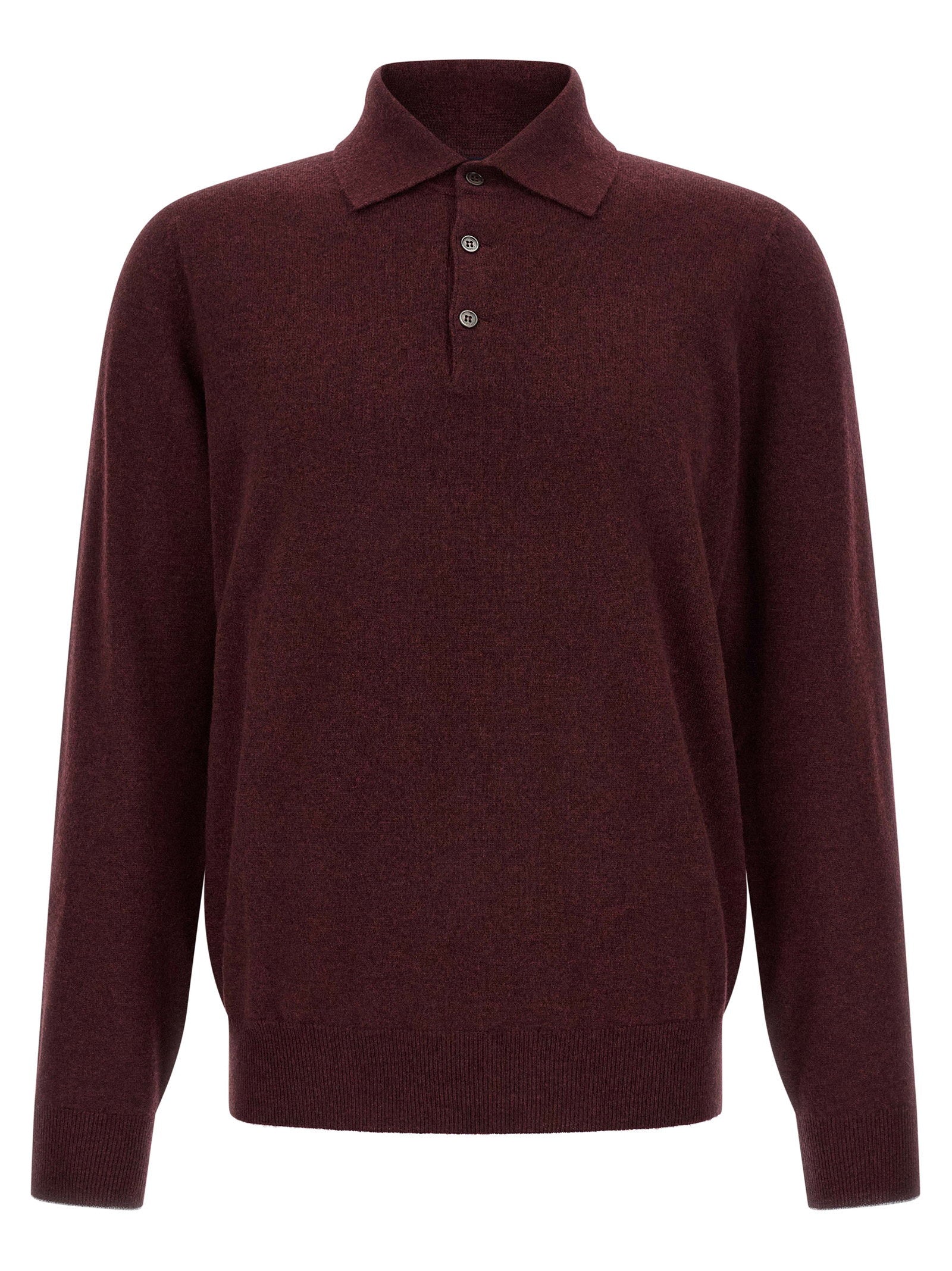 Brunello Cucinelli Cashmere Knit Polo Shirt — Burgundy