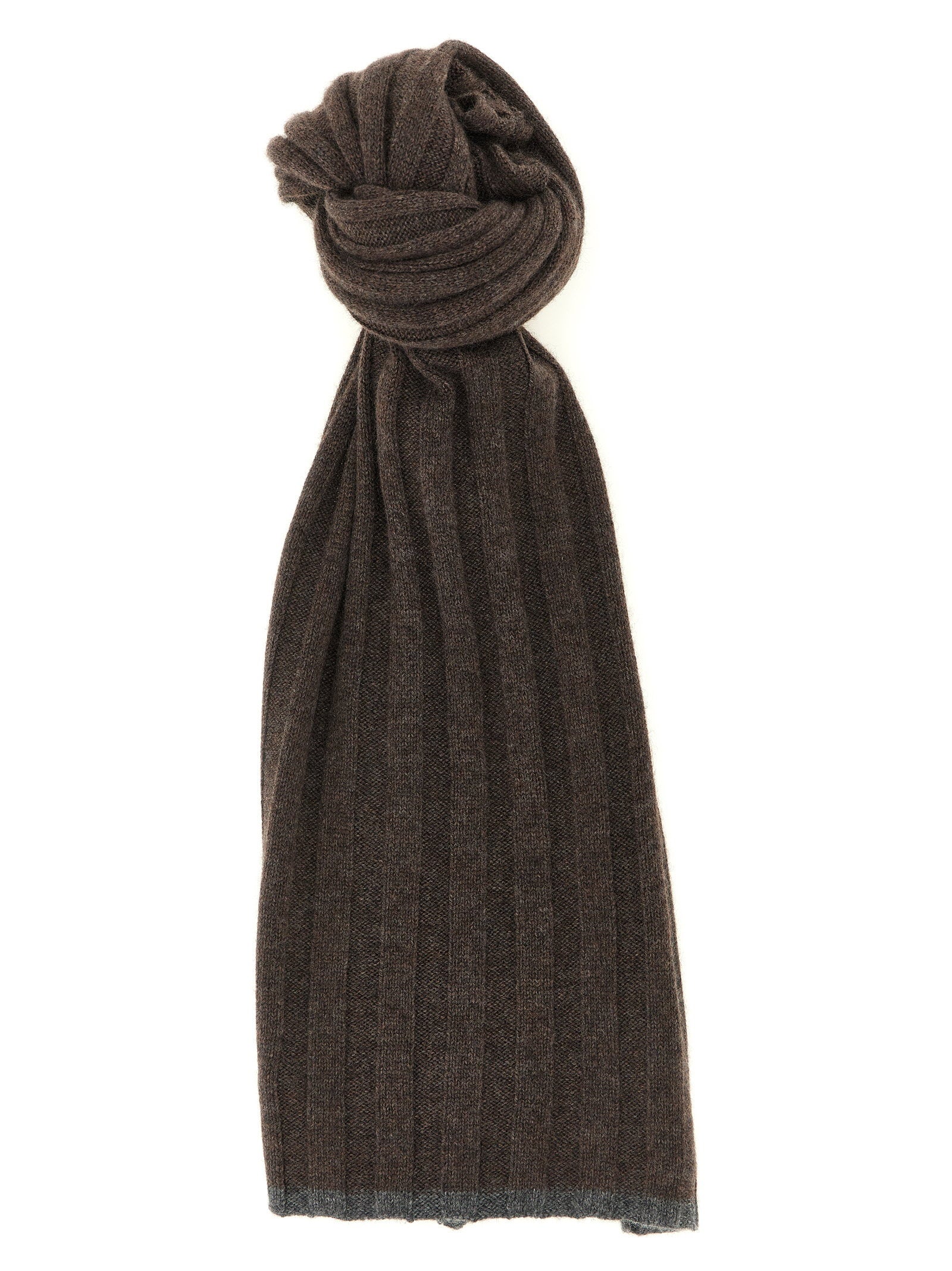 Brunello Cucinelli Ribbed Cashmere Scarf — Brown