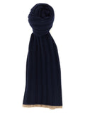 Brunello Cucinelli Ribbed Cashmere Scarf — Navy