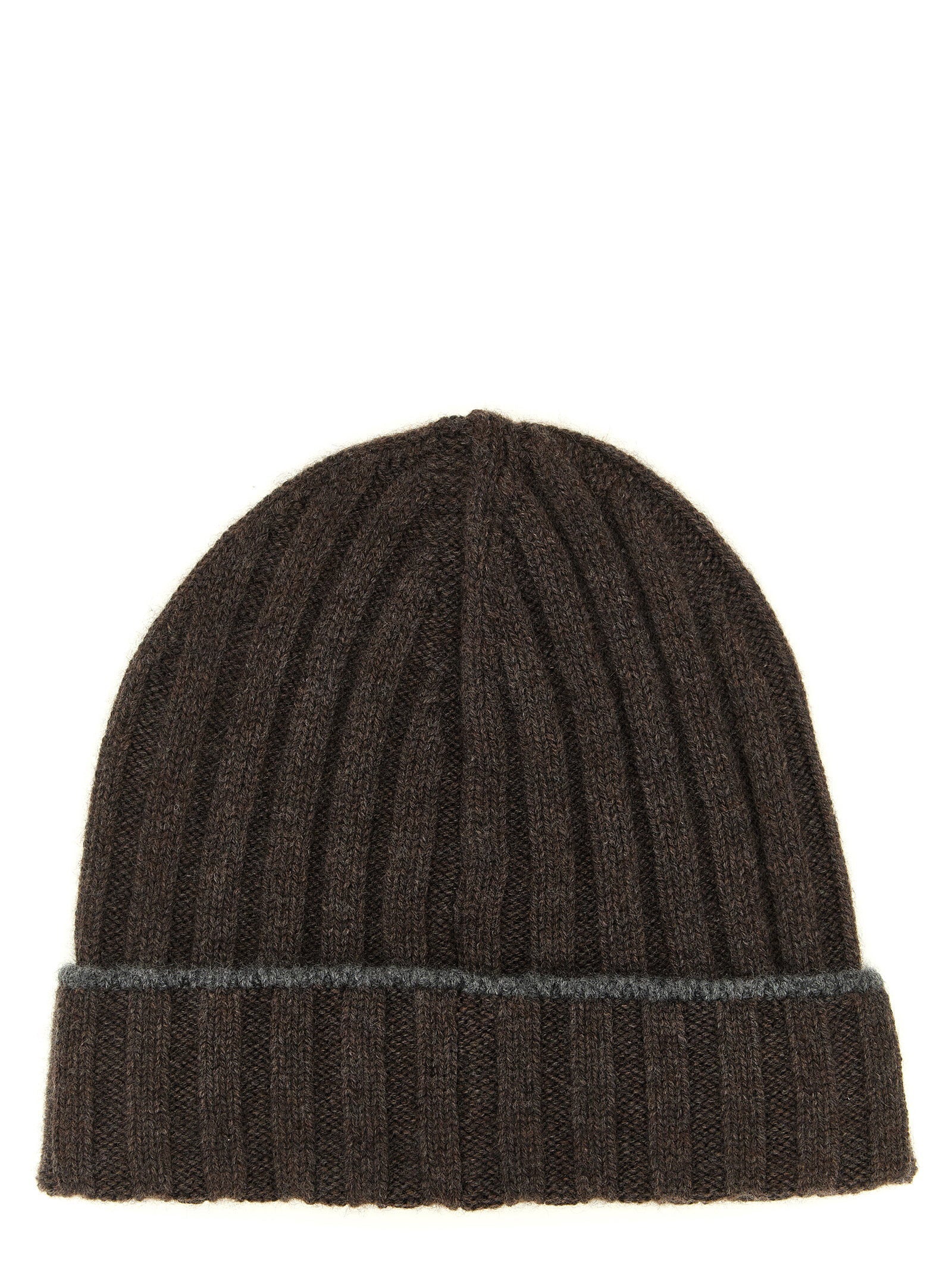 Brunello Cucinelli Ribbed Cashmere Beanie — Charcoal