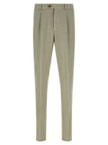 Brunello Cucinelli Garment-Dyed Linen Gabardine Trousers — Olive Green