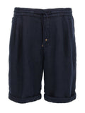 Brunello Cucinelli Garment-Dyed Linen Bermudas — Navy