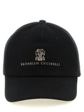 Brunello Cucinelli Embroidered Coat of Arms Baseball Cap — Black