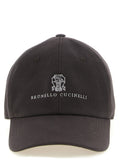 Brunello Cucinelli Logo-Embroidered Cotton Baseball Cap — Gray