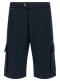 Brunello Cucinelli Twisted Cotton Gabardine Cargo Shorts — Navy