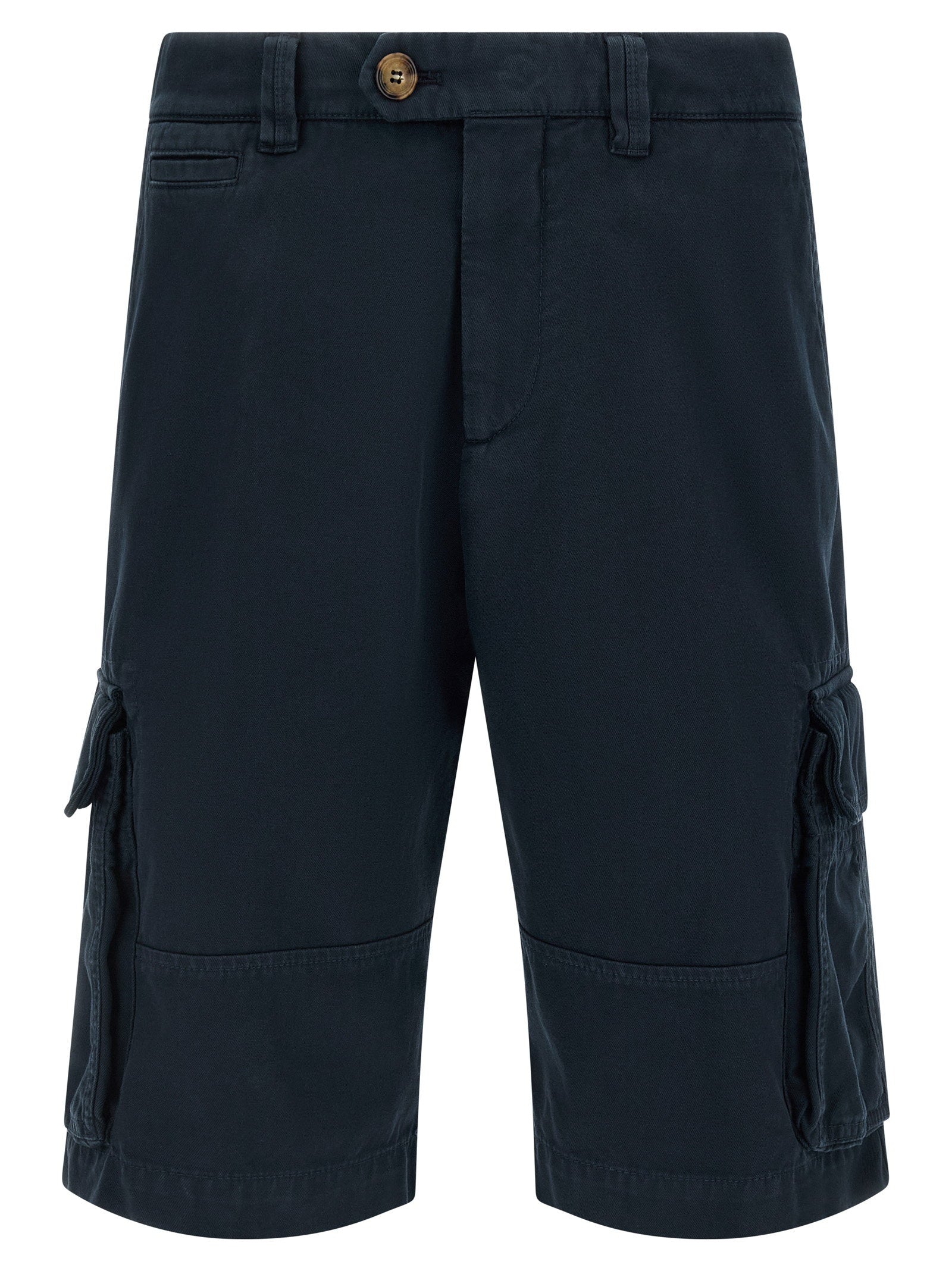 Brunello Cucinelli Twisted Cotton Gabardine Cargo Shorts — Navy