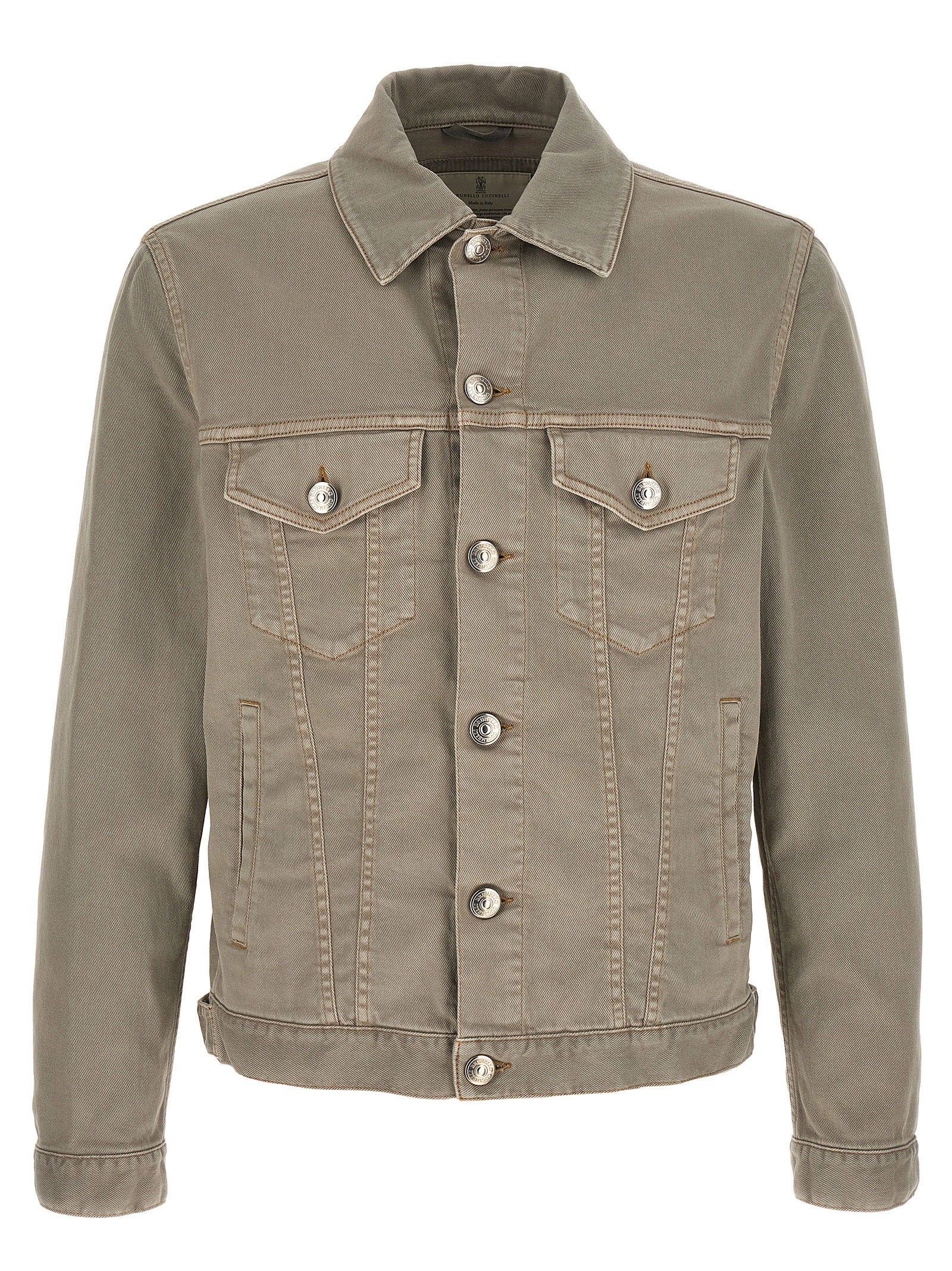 Brunello Cucinelli Cotton Twill Jacket — Gray-Green